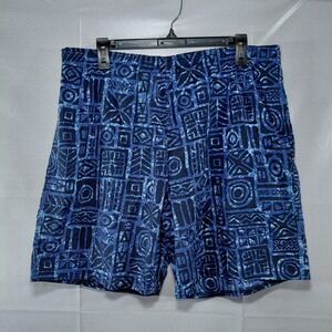 Vtg 90s Big‎ Dogs Board Shorts Men's SM Blue Geometric Aztec Print Board Shorts